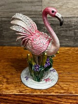 Jere! Luxury Gifts Pink Flamingo Bejeweled Enameled Trinket Box - £37.90 GBP