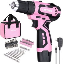 FASTPRO 42-Piece 12V Pink Drill kit, Lithium-ion Cordless Drill Driver, 3/8 in. - £61.37 GBP