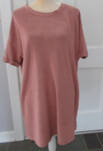 Wishlist  FAUX SUEDE Stretch Short sleeve Pockets mauve Dress  size L - £5.39 GBP