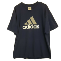 Vtg Adidas Three Stripe Big Logo Spell Out T Shirt USA Made sz L XL - £18.56 GBP