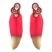 KpacoTa Charm feather Earrings Soutache handmade big ethnic Style Fashion Jewelr - £17.52 GBP
