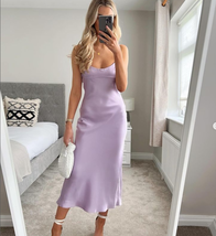 ZARA BNWT NEW. LILAC MIDI SATIN SLIP CAMISOLE DRESS ADJUSTABLE STRAPS. 3... - £49.71 GBP