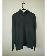 Orvis mens 1/4 zip/button up Heather Grey sweater SZ large - $247.47 MXN