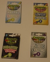 4 packs Crayola Crayons 8ct Metallic Bold &amp; Bright Confetti Pastel - £11.14 GBP