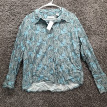 Vintage Dressbarn Shirt Women XL Blue Paisley Blouse Casual Button Up Ladies Top - £13.05 GBP