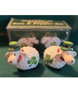 Shamrock Sheep Salt &amp; Pepper Shakers w Box Souvenir of Ireland by Allcraft - €16,91 EUR