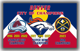 Denver City Of Champions Avalanche Broncos Nuggets Flag 90x150cm 3x5ft Banner - £11.95 GBP
