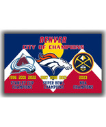 Denver City Of Champions Avalanche Broncos Nuggets Flag 90x150cm 3x5ft B... - $14.95