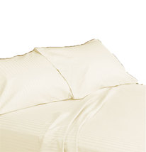 15 &quot; Pocket Ivory Stripe Sheet Set Egyptian Cotton Bedding 600 TC choose... - $65.99