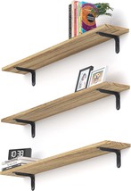 Greaittle 36 Inch Floating Shelves, Set Of 3 Long, 36&quot; X 5.5&quot;, Light Brown - £45.00 GBP