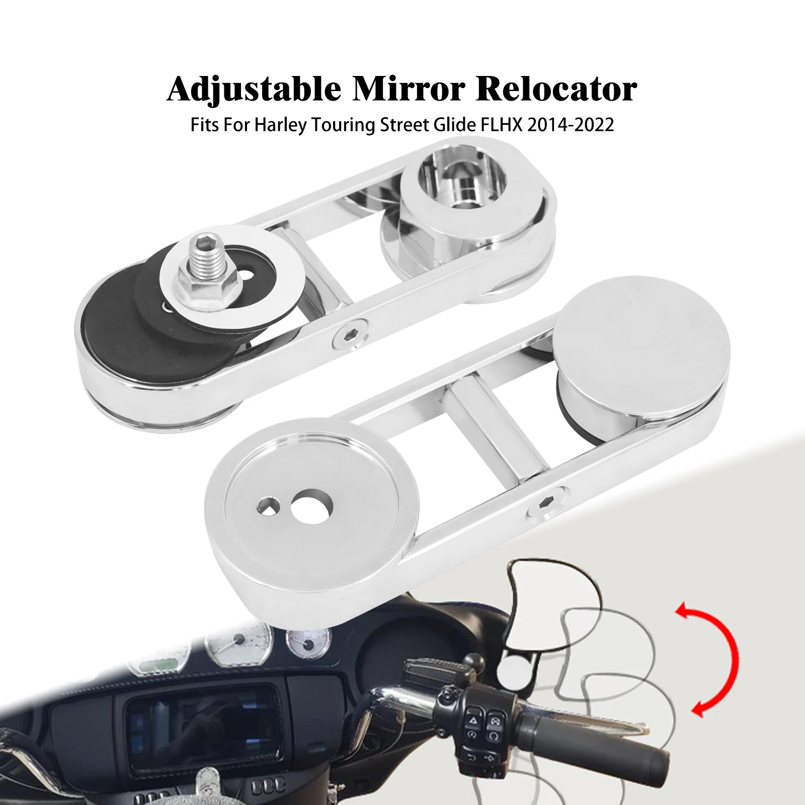 Motorcycle CNC Chrome Adjustable Drop Mirror Relocator Mount  Harley Touring CVO - £280.73 GBP