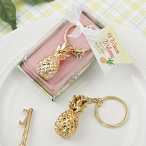 1 Gold Pineapple Keychain Wedding Shower Favor Tropical Beach Hawaii Key Chain - £5.17 GBP