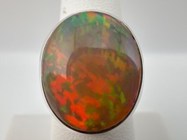HUGE 17mm x 14mm, Etheopian Opal Ring, Sterling Silver, Size 6.5, 9.94g - $499.00
