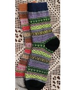 Two (2) Pair ~ Geometric Striped Design ~ Cotton Blend ~ Knit ~ Crew Soc... - $28.06 CAD