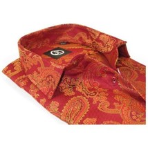 Men's Silky Paisley Floral Shirt By JT Milano AVM Turkey Slim Fit 600-28 Rust image 2