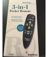 NEW RadioShack 15-1930 UNIVERSAL 3-IN-ONE POCKET Remote Control - £12.67 GBP