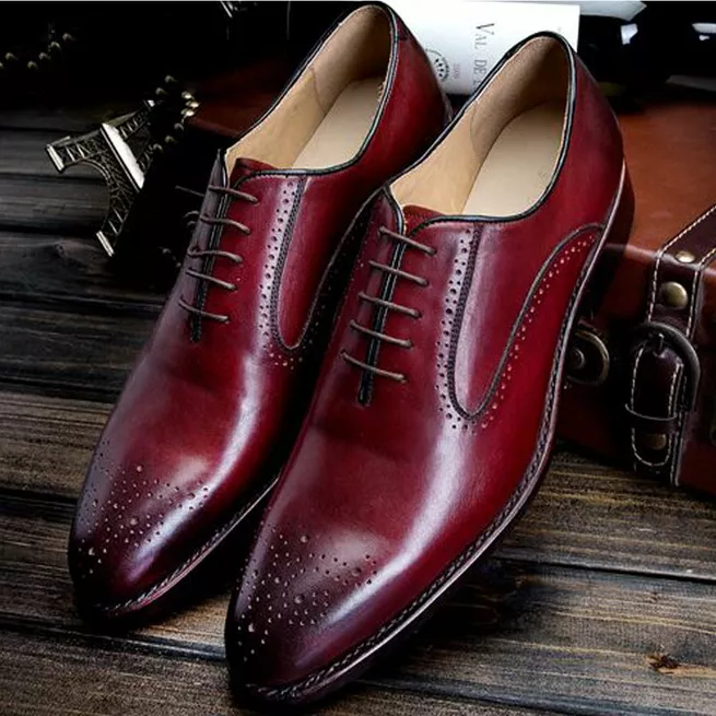New Burgundy Formal Leather Brogue Lace Up Business/ Office Shoes For Mens - $149.99+