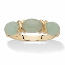 Womens Green Jade 14K Gold Over Sterling Silver &quot;X &amp; O&quot; Ring Size 6 7 8 9 10 - £199.37 GBP