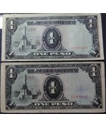 Two Philippine One Peso banknote Japanese Occupation - $5.95