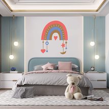 Boho Rainbow Wall Art with Colorful Boho Elements for Teen Room - Nursery Girls  - £79.13 GBP