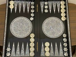 Handmade, Wooden Backgammon Board, Wood Chess Board, Mother of Pearl Inlay (20") - $1,000.50