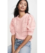 Anthropologie English Factory Short Puff Sleeve Sweater XS Pink Women Ba... - $553.13 MXN