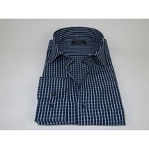 Men's Shirt By CASILA Turkey Cotton Blend Long Sleeves 502050-03 Navy Checker image 2