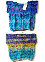 Hand Knitted Colorful Cap Sleeve Vest Sweaters Thick Yarn  Sizes S,M,L  NWT - £35.92 GBP