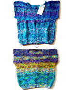 Hand Knitted Colorful Cap Sleeve Vest Sweaters Thick Yarn  Sizes S,M,L  NWT - £35.66 GBP