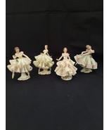 Set of 4 vintage antique German Dresden Porcelain lace figurine dancer/w... - £120.39 GBP