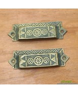Lot of 2 Solid Brass Art Deco Retro Bar Bin Pull Vintage Handle Pulls - ... - $40.85 CAD