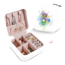 Leather Travel Jewelry Storage Box - Portable Jewelry Organizer - White Notes - £12.32 GBP