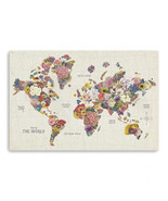 HomeRoots 48 x 32 in. Natural Fun Floral Map of the World Canvas Wall Art - $273.26