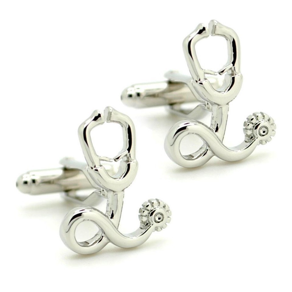 STETHOSCOPE CUFFLINKS Medical Doctor Nurse NEW w GIFT BAG Wedding Groom ... - $11.95