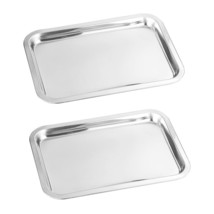 Multifunctional 2pcs Set Stainless Steel Serving Trays Fast Food Tray Di... - £20.37 GBP+