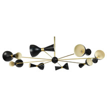 Half Century Light Brass Style Stilnovo Diabolo Black &amp; Gold Chandelier ... - £574.46 GBP