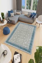 LaModaHome Area Rug Non-Slip - Grey Border and Classic Soft Machine Wash... - £24.19 GBP+