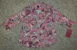 Womens Shirt 212 Collection Paisley Sateen Pink Button Front Blouse-size XS - £12.65 GBP