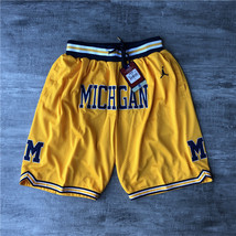 Michigan Wolverines Basketball Shorts with Pockets Yellow S-3XL - £40.01 GBP