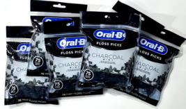 (6 Packs) Oral B Floss Picks Infused With Charcoal Mint 75 ct - £22.42 GBP