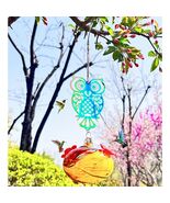 Hand-Blown Glass Hummingbird Feeder with Owl Metal Ornament Garden Decor - $105.34 MXN