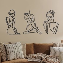 3 Pcs Metal Wall Art Decor Minimalist Abstract Woman Wall Art, Black, Retro - $35.92