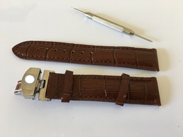 19mm Genuine Leather Strap Brown Folding Buckle Delivery Tool - £22.59 GBP