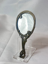 Art Nouveau Nude Lady Purse Hand Mirror Beauty Vanity Dressing Table 4 7/8&quot; Tall - £71.09 GBP