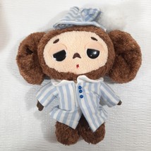 Sun Arrow Yeoypawka plush brown monkey blue striped pajamas nightcap hat... - $15.00