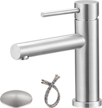Bathlavish Bathroom Sink Faucet 1 Hole, Brushed Nickel Bathroom Faucet, ... - $815.61 MXN