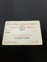 1949 Ringling Brothers and Barnum &amp; Bailey Combined Shows Season Pass - £11.24 GBP