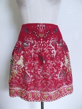 Lucky Brand Full Mini Skirt S Elastic Smocked Waist Arsty Batik Paisley ... - £14.21 GBP