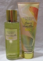 Victoria&#39;s Secret Fragrance Mist &amp; Lotion Set Lot of 2 BARE VANILLA SOL sunny - £29.56 GBP