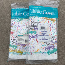 DesignWare Transformer Tablecloth Happy Birthday Plastic 54&quot; x 96&quot; Set of 2 - £17.52 GBP